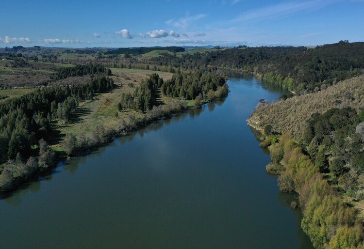 Aerial photo of the Waikato River
